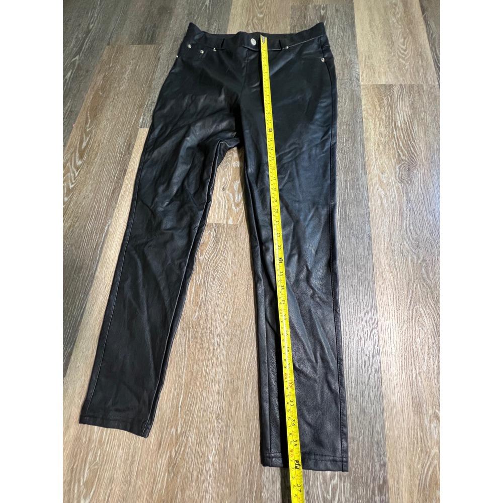 Tagoo Faux Leather Pants Women Large Black High Waisted Stretch Leggings Skinny - Picture 8 of 10